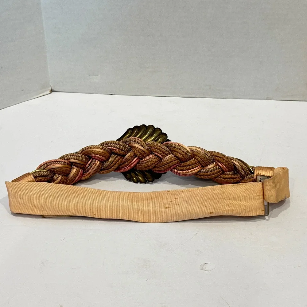 Carolyn Tanner Designs Braided Shell Belt Womens OS Gold Fair Vintage Stained - Picture 5 of 10